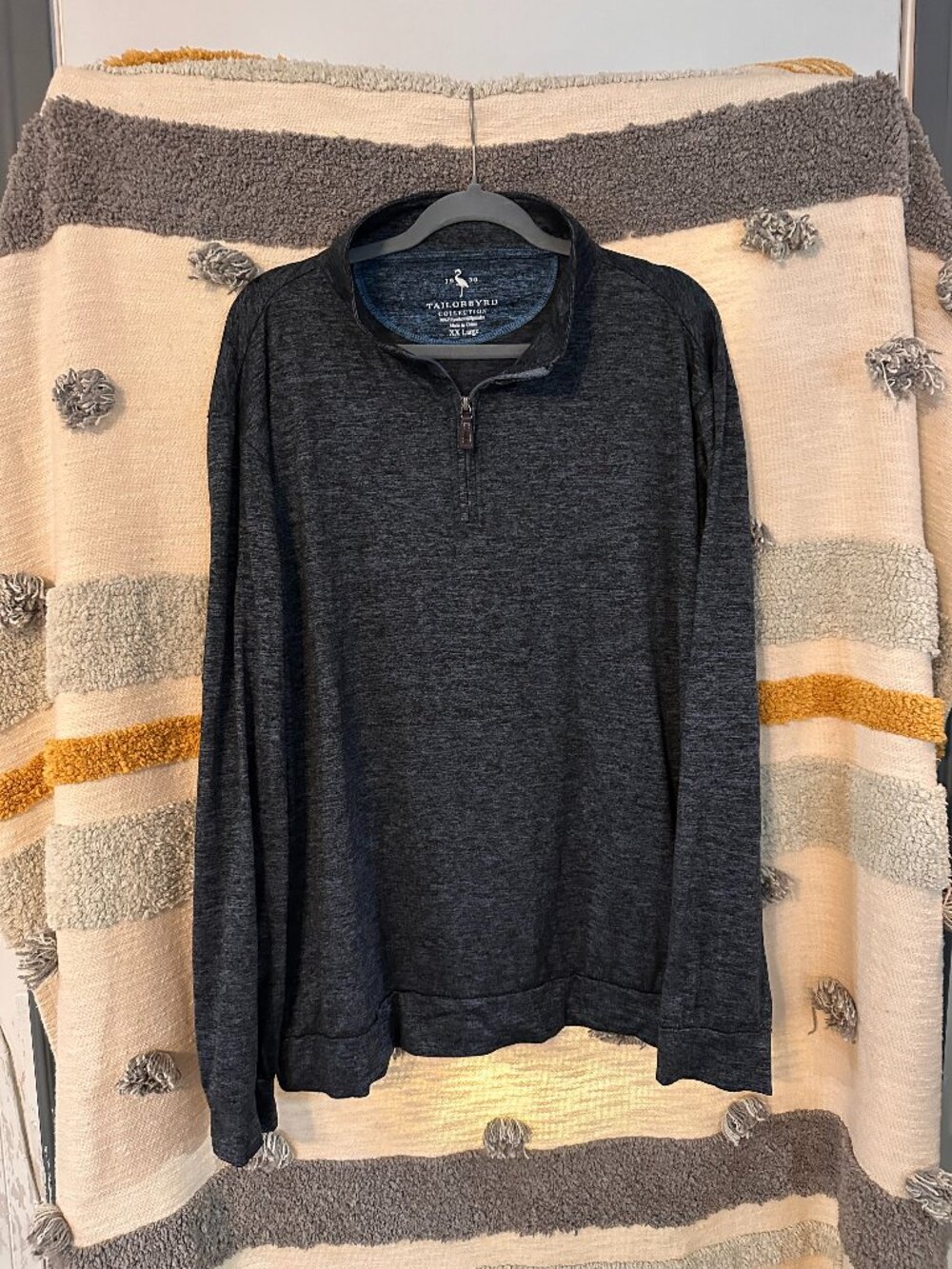 TailorByrd Collection Space Dye Quarter Zip Pullover Sweater Charcoal - XXL